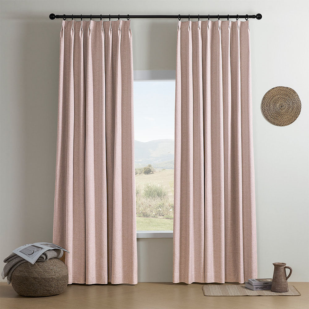 Aiden 100% Blackout Linen Textued Curtains