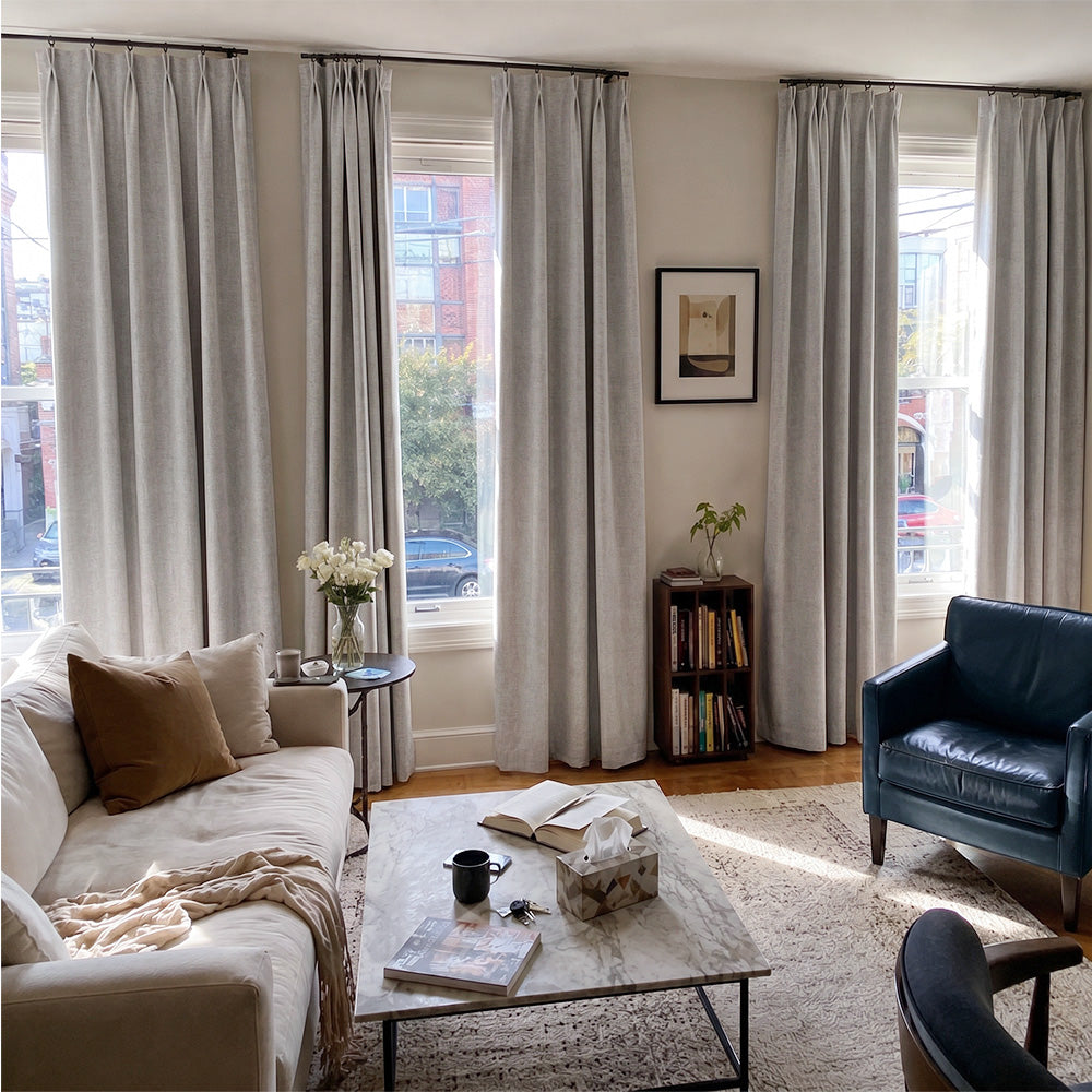 Aiden 100% Blackout Linen Textued Curtains
