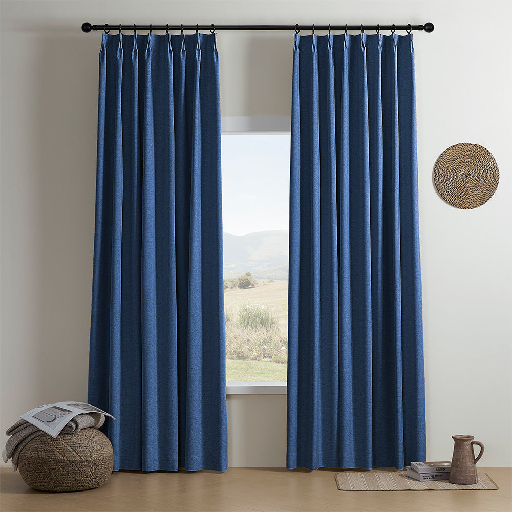 Aiden 100% Blackout Linen Textued Curtains