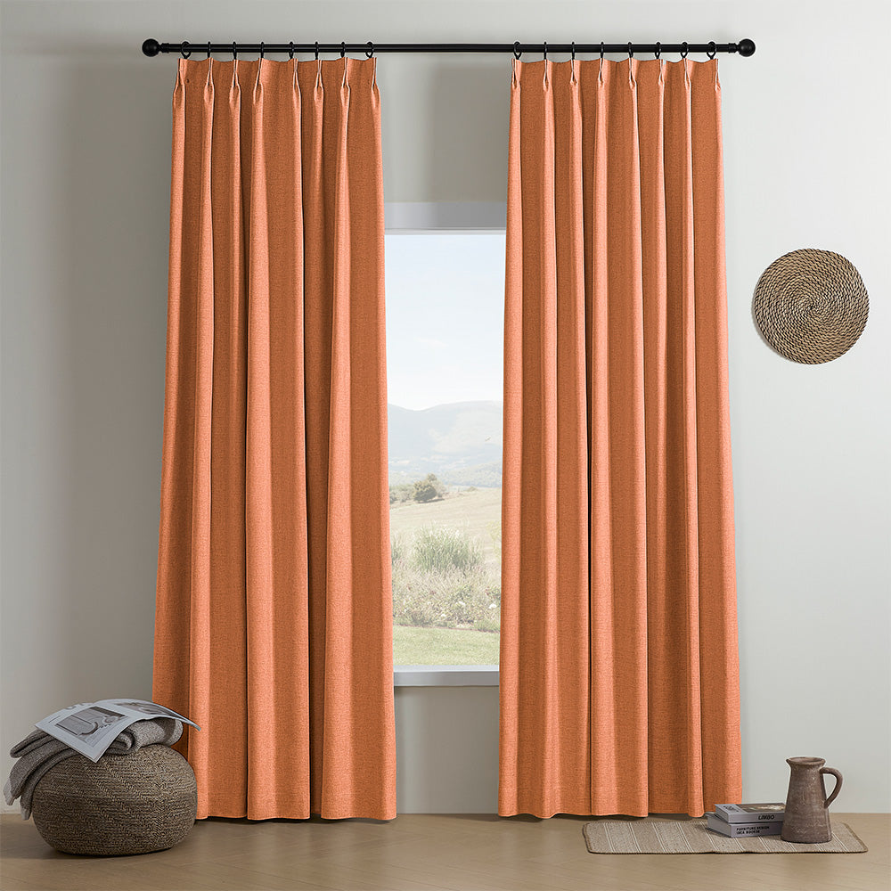 Aiden 100% Blackout Linen Textued Curtains