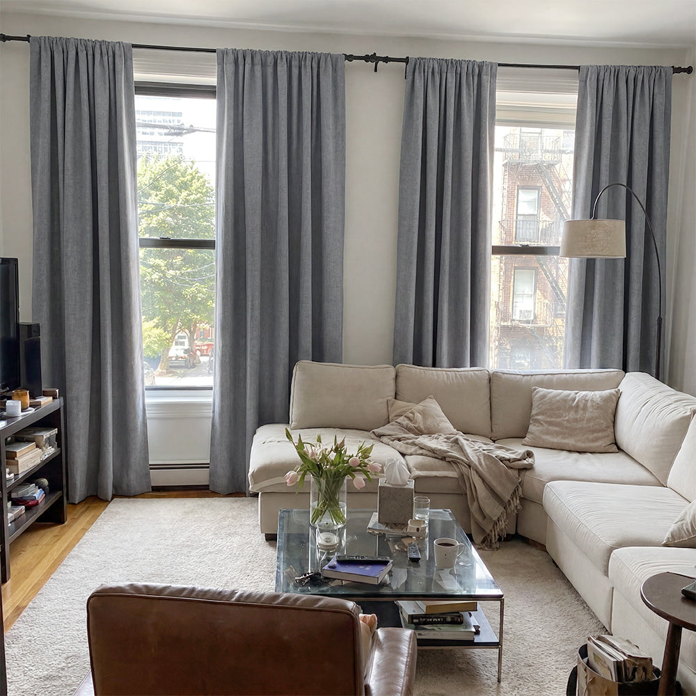 Aiden 100% Blackout Linen Textued Curtains