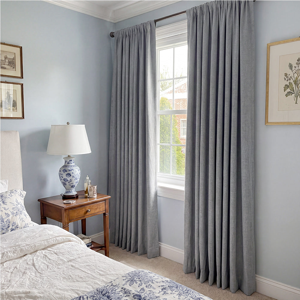 Aiden 100% Blackout Linen Textued Curtains