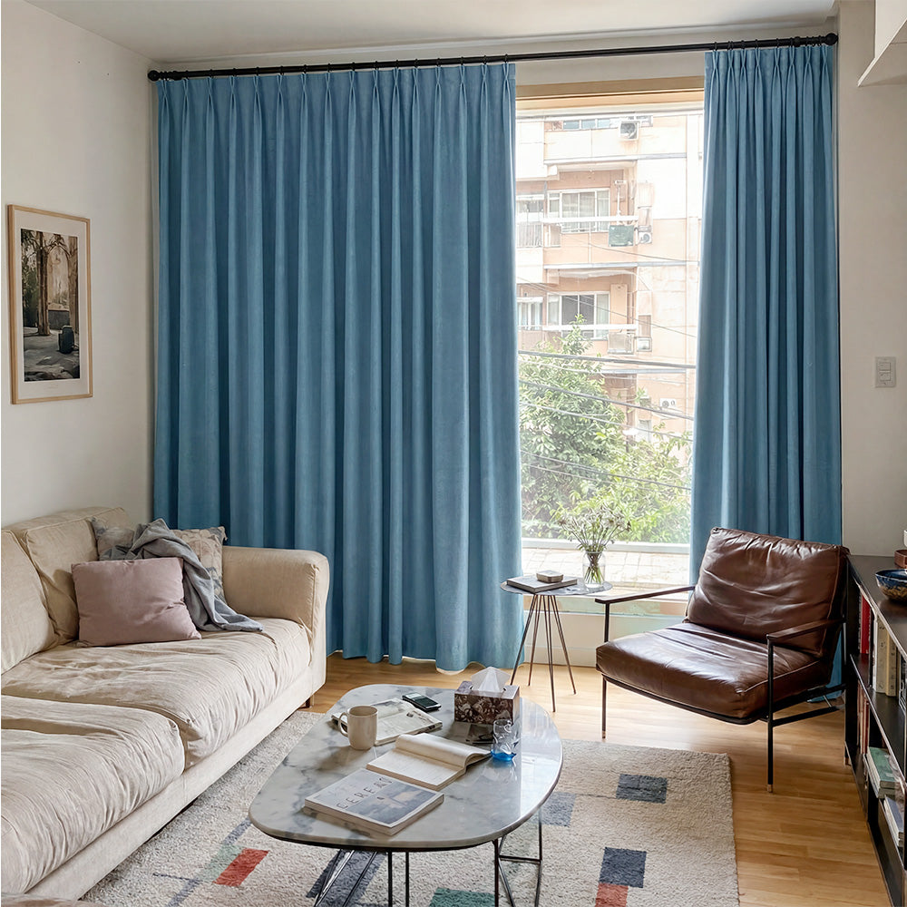 Aiden 100% Blackout Linen Textued Curtains