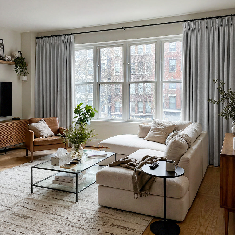 Aiden 100% Blackout Linen Textued Curtains