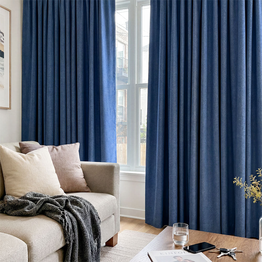 Aiden 100% Blackout Linen Textued Curtains