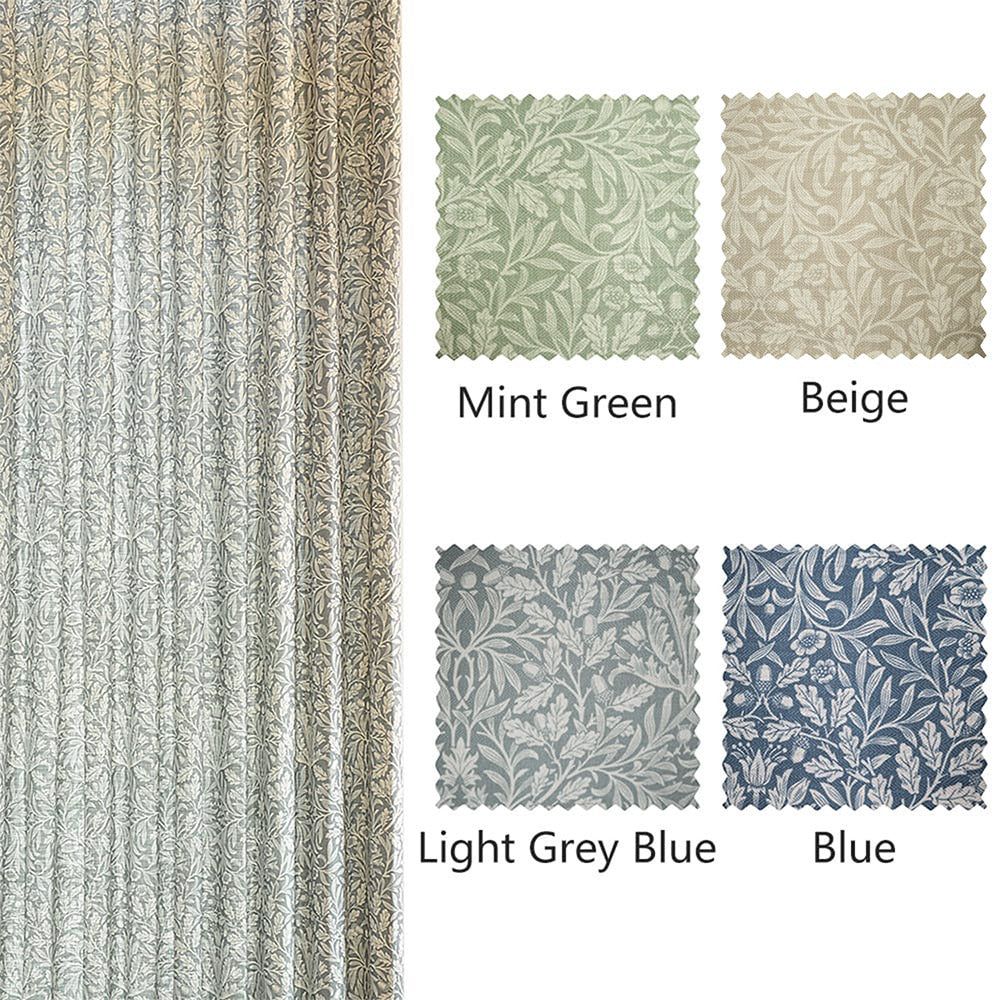 Aino Pastoral Style Floral Leaf Curtains