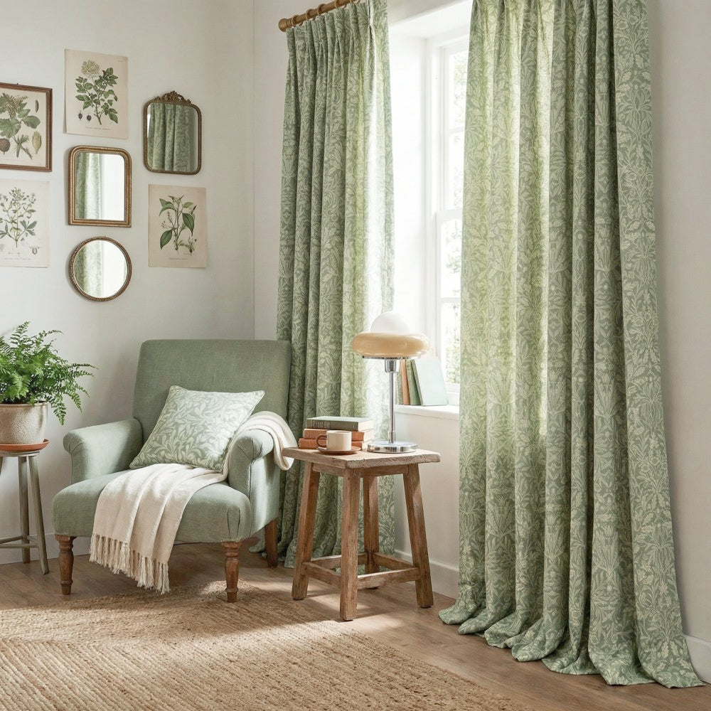 Aino Pastoral Style Floral Leaf Curtains