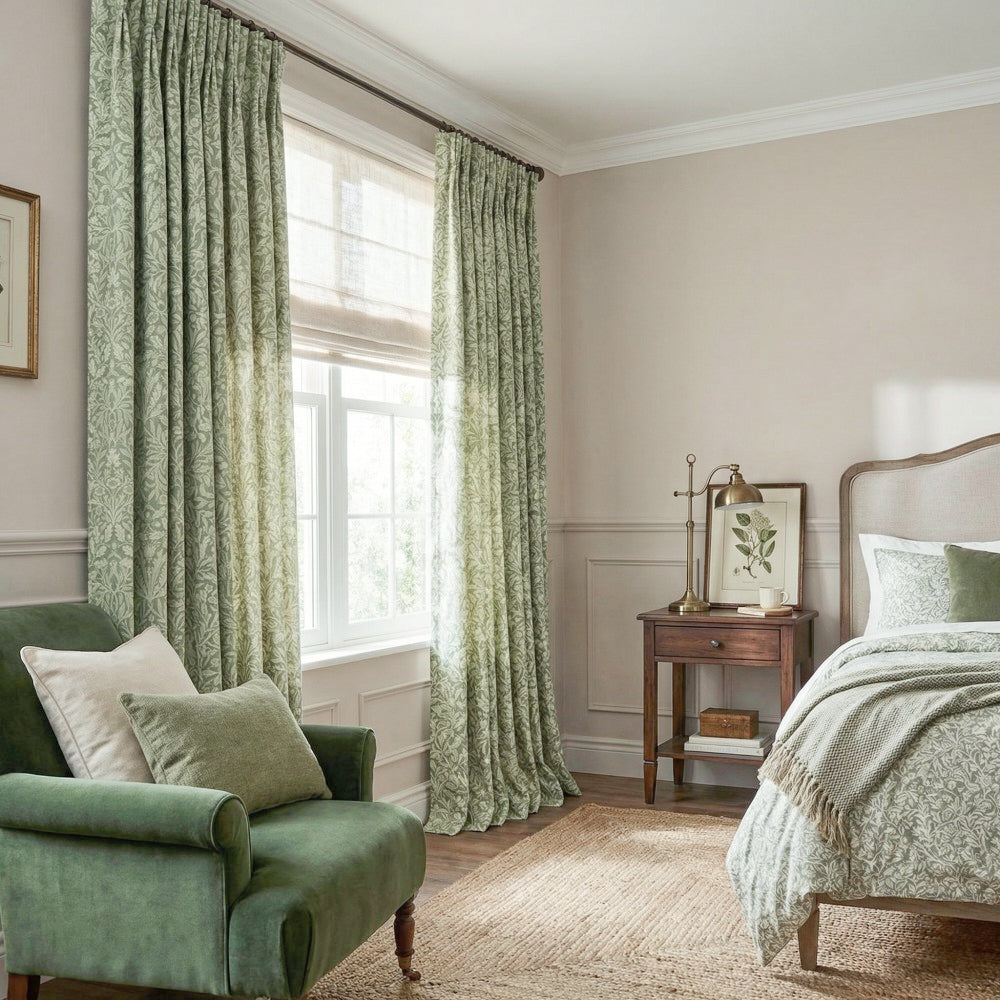 Aino Pastoral Style Floral Leaf Curtains