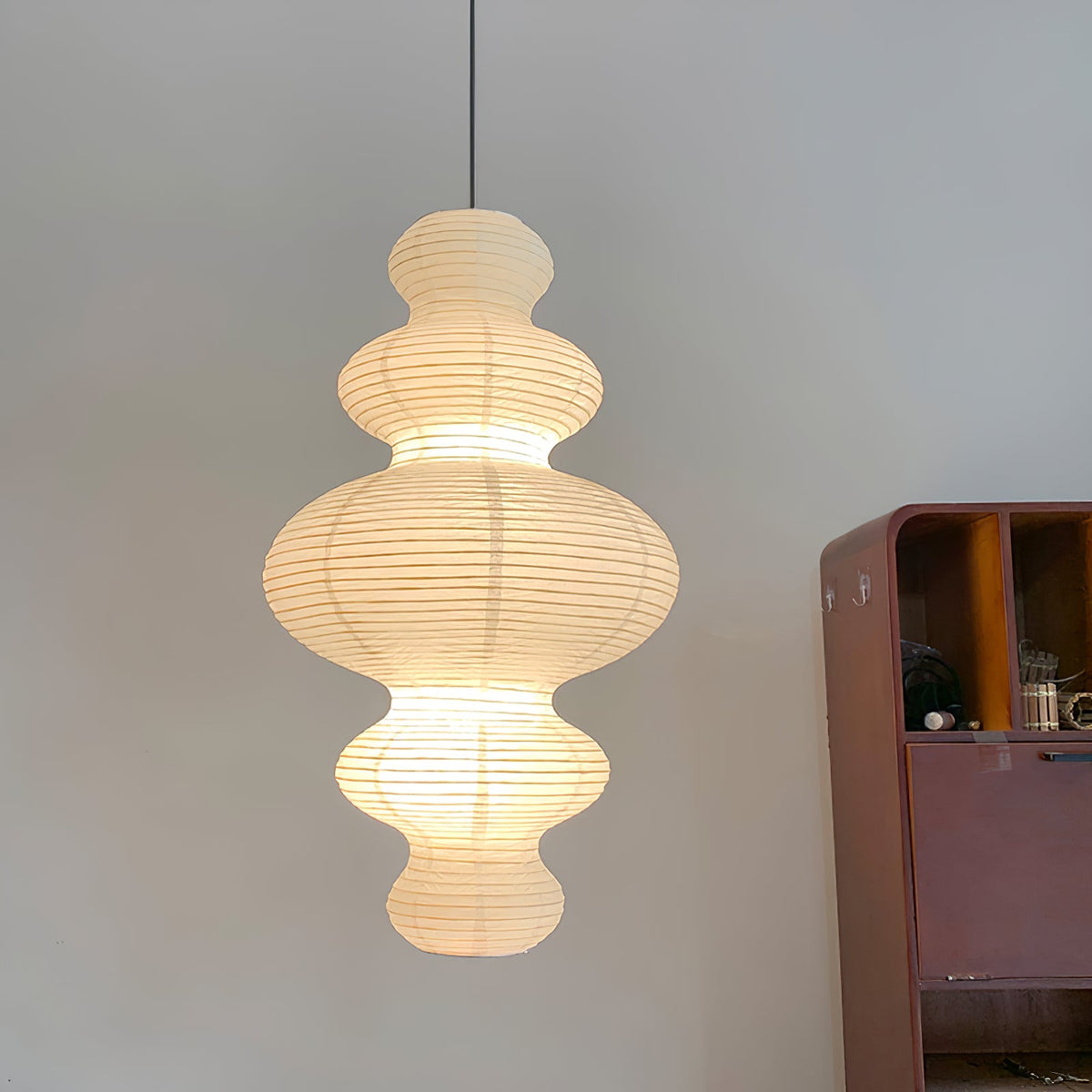 Shiroi | Plug In Pendant Light with Rice Paper Shade | Dimmable Lantern Lamp for Bedroom