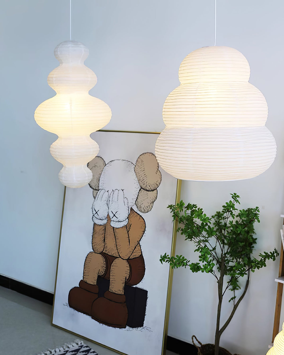 Shiroi | Plug In Pendant Light with Rice Paper Shade | Dimmable Lantern Lamp for Bedroom