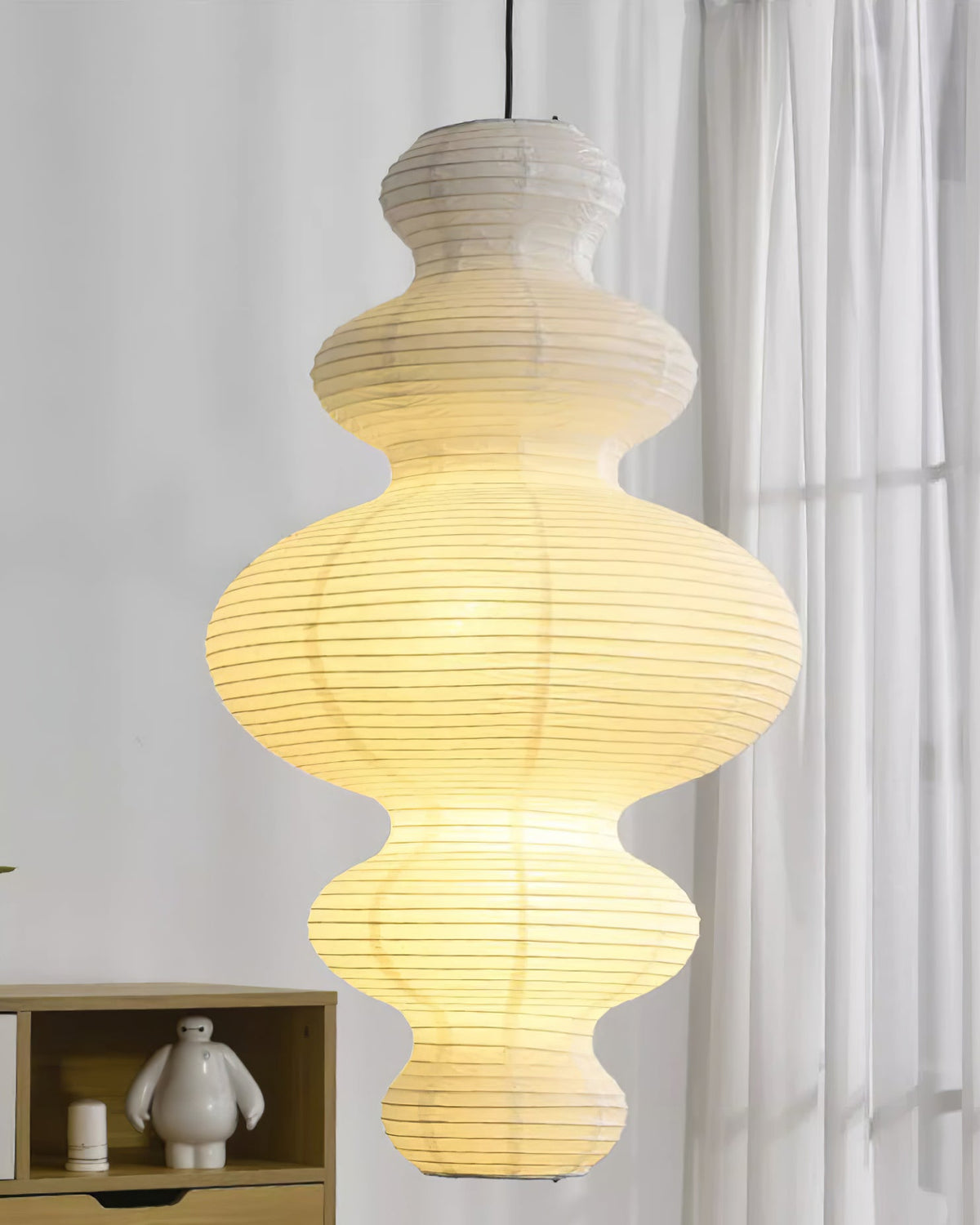 Shiroi | Plug In Pendant Light with Rice Paper Shade | Dimmable Lantern Lamp for Bedroom