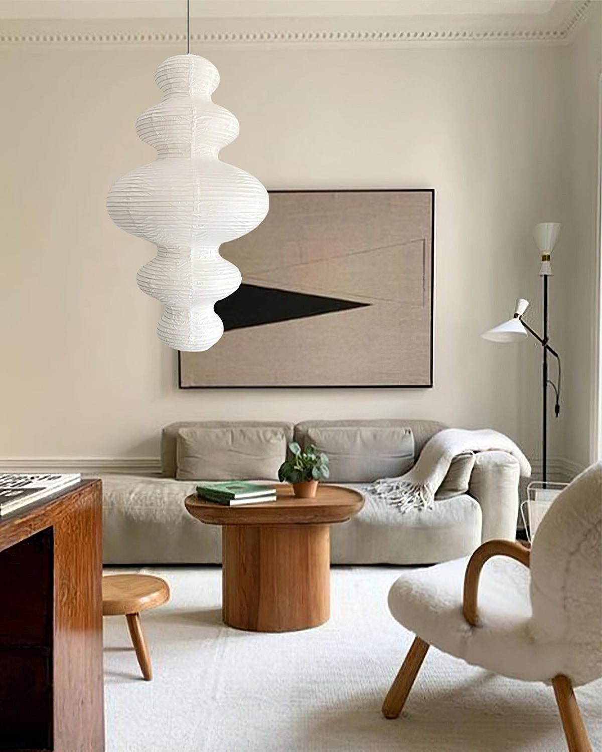 Shiroi | Plug In Pendant Light with Rice Paper Shade | Dimmable Lantern Lamp for Bedroom