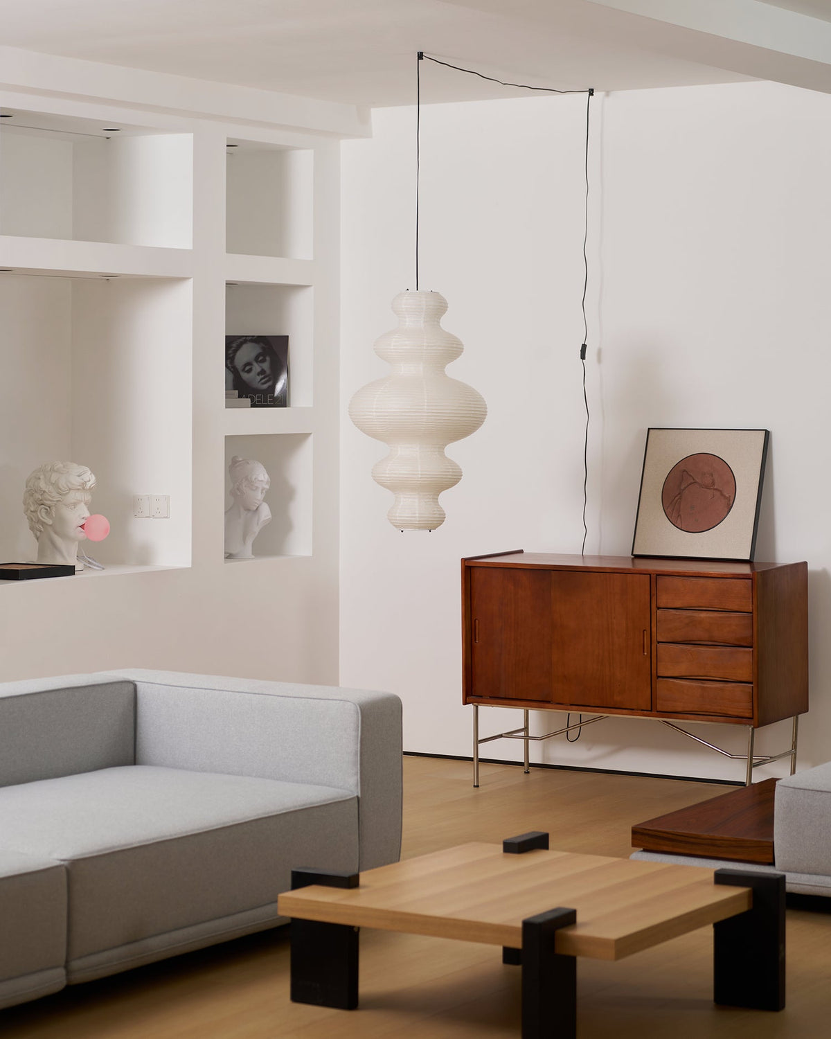 Shiroi | Plug In Pendant Light with Rice Paper Shade | Dimmable Lantern Lamp for Bedroom