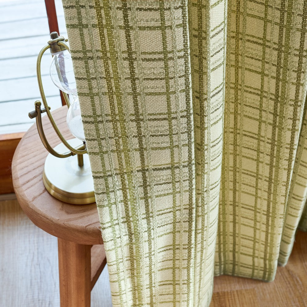 Alder Textured Grid Linen-Cotton Curtains