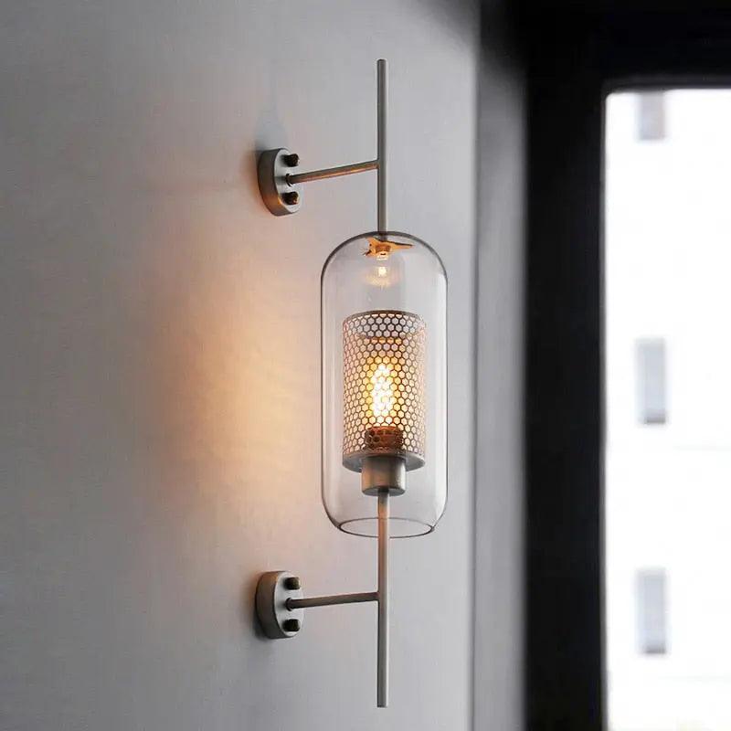 Modern Glass Wall Sconce with Gold or Chrome Finish | Pipe & Ball Design