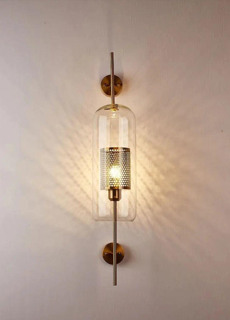Modern Glass Wall Sconce with Gold or Chrome Finish | Pipe & Ball Design