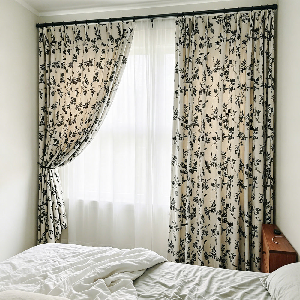 Alibi Neutral Style Subtle Leaf Patterned Curtains