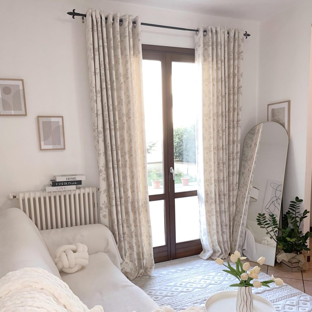Alibi Neutral Style Subtle Leaf Patterned Curtains