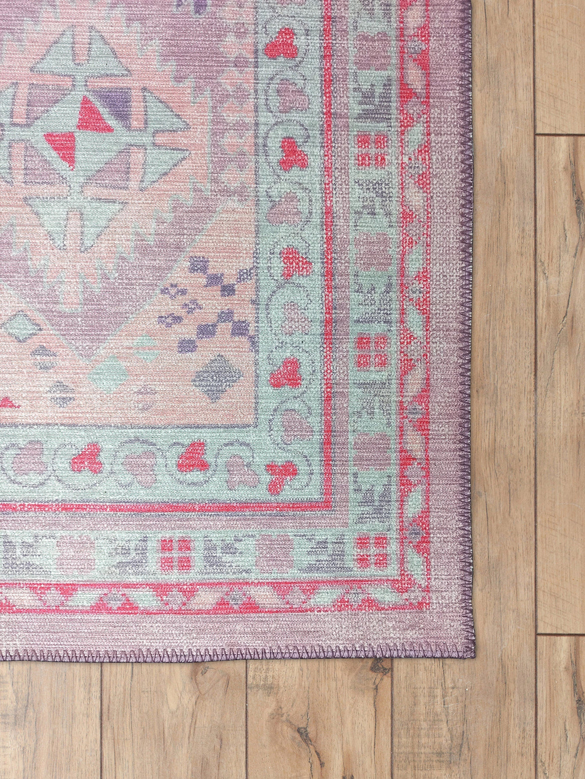 Alora Pink & Lavender Herki Vintage Oushak Rug