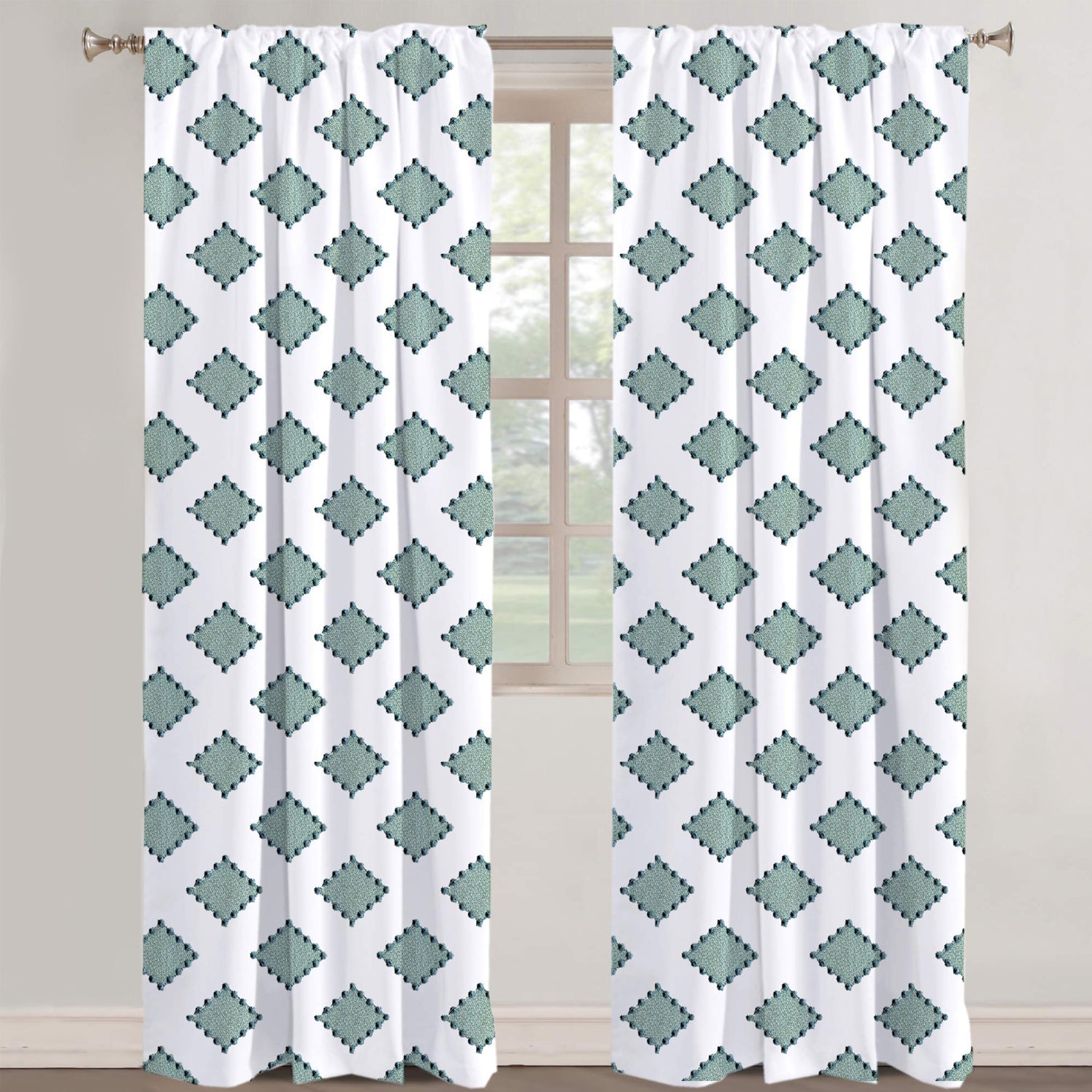 Anna - Set of 2 Panels Crewel Embroidered Curtains | Linen Cotton Mix | Fully Embroidered | Lined-1