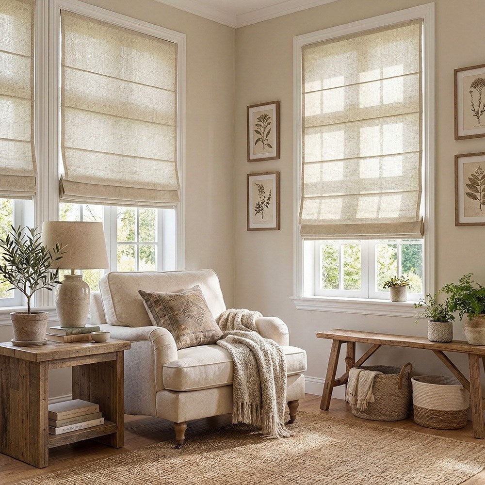 Arabella Light Linen Roman Shade