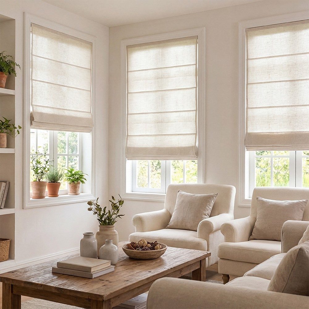 Arabella Light Linen Roman Shade