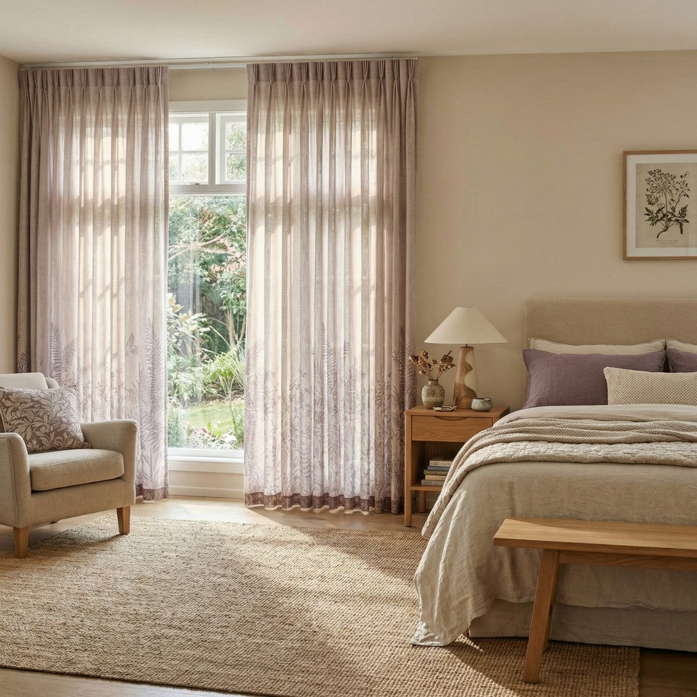 Aria Bottom-Half Toile Print Sheer Curtains