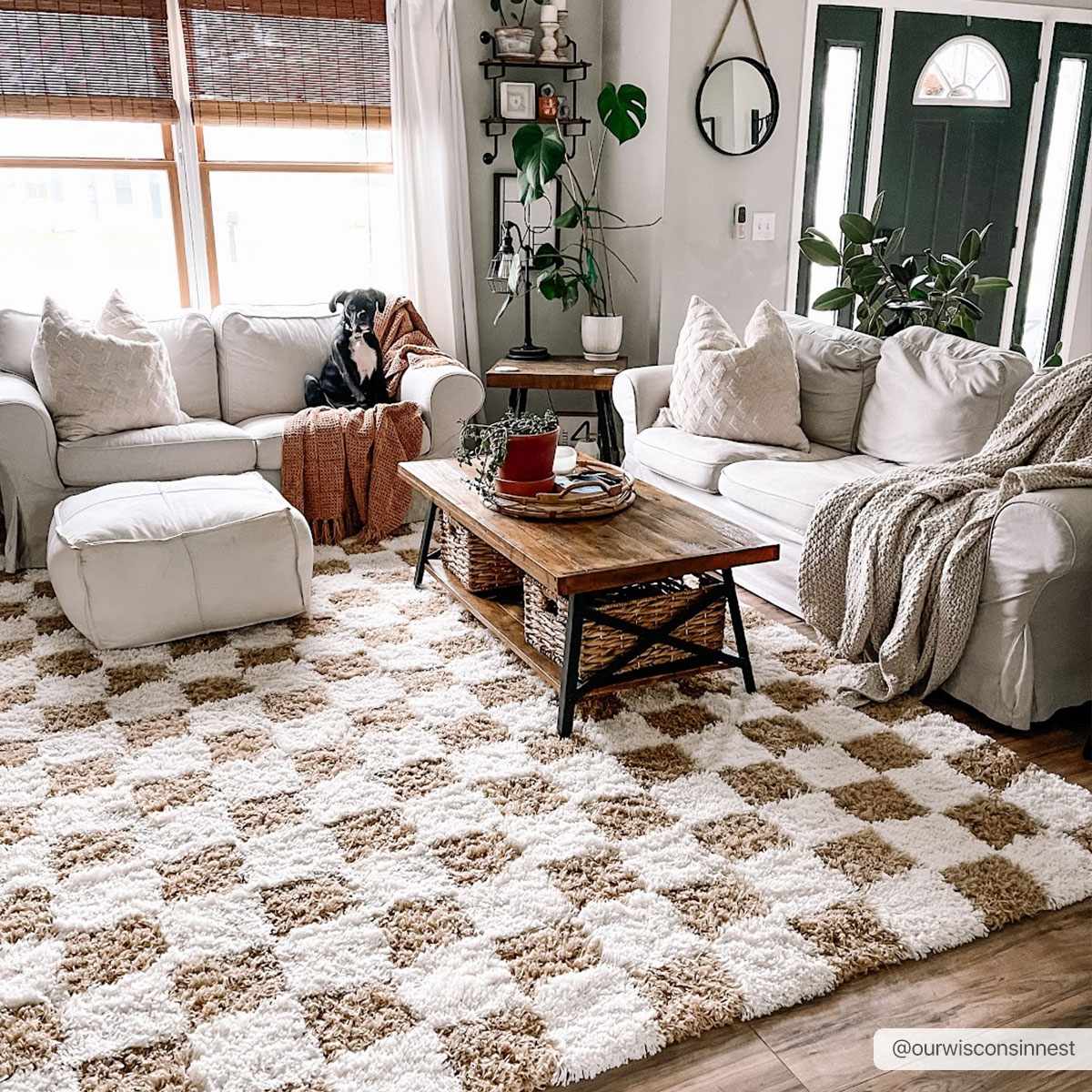 Atira Mustard Checkered Area Rug-0