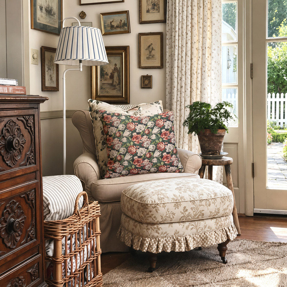 Aveline Vintage Floral Print Pillow Cover