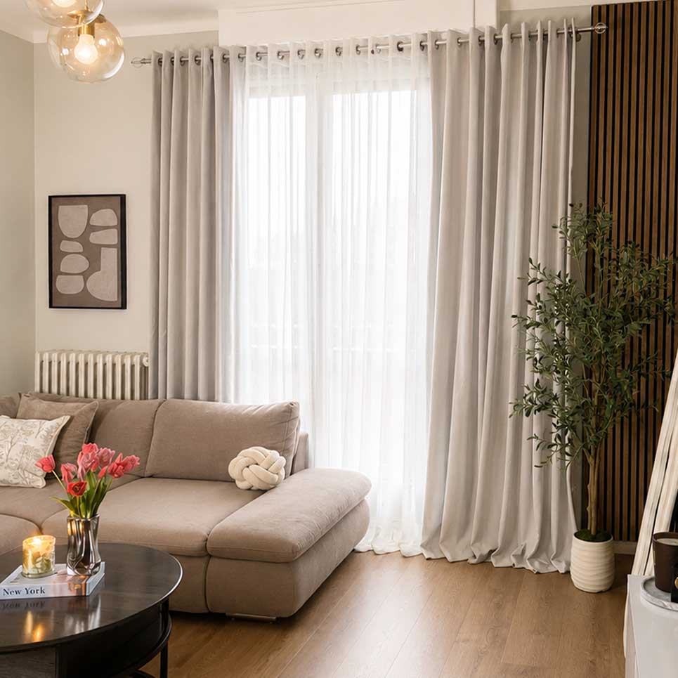 Ayo Wood Grain Textured 100% Blackout Curtains