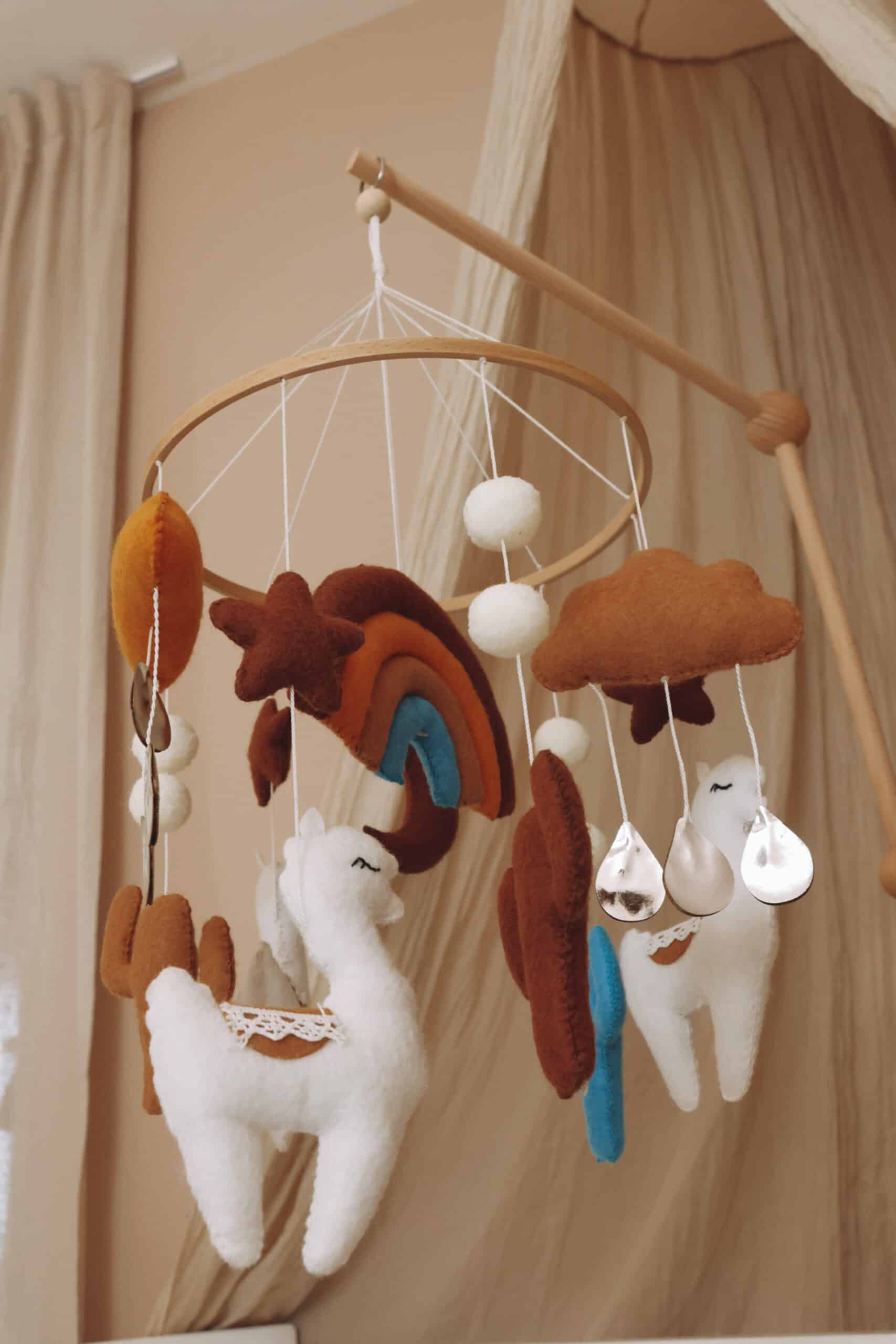 Handmade Lama baby mobile-9