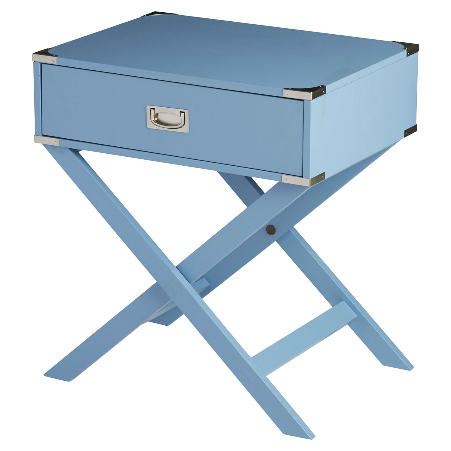 Modern 1-Drawer Bedroom Nightstand End Table in Blue Finish-1