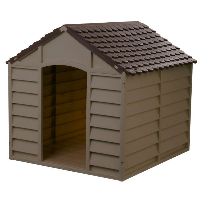 Large Heavy Duty Outdoor Waterproof Dog House in Brown Polypropylene-0