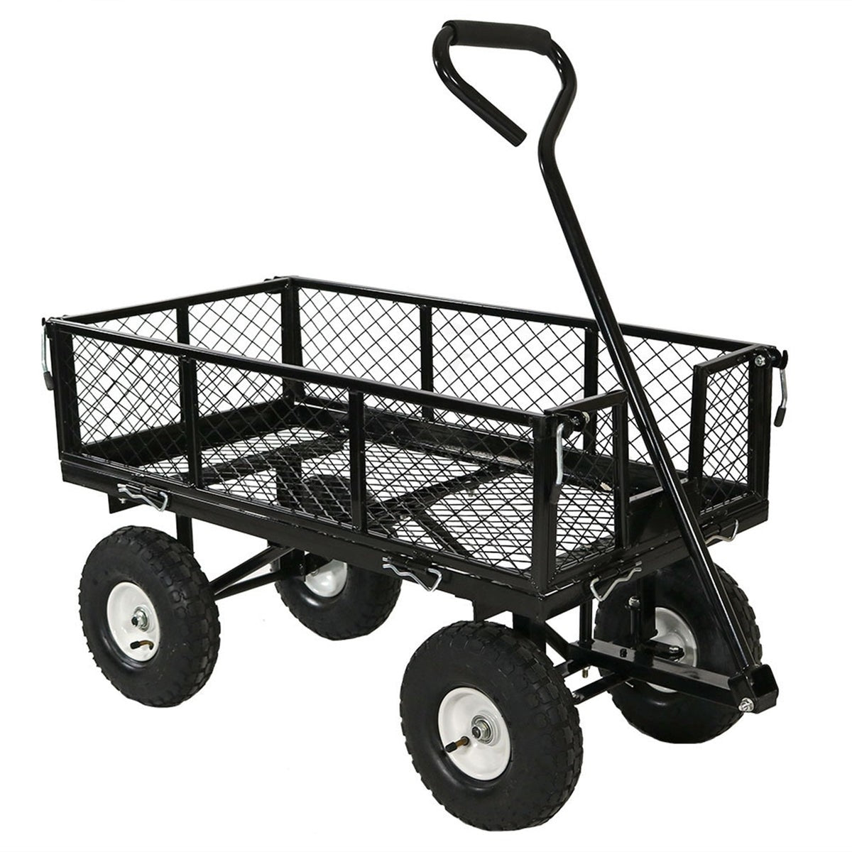 Heavy Duty Black Wheelbarrow Steel Log Garden Cart-0