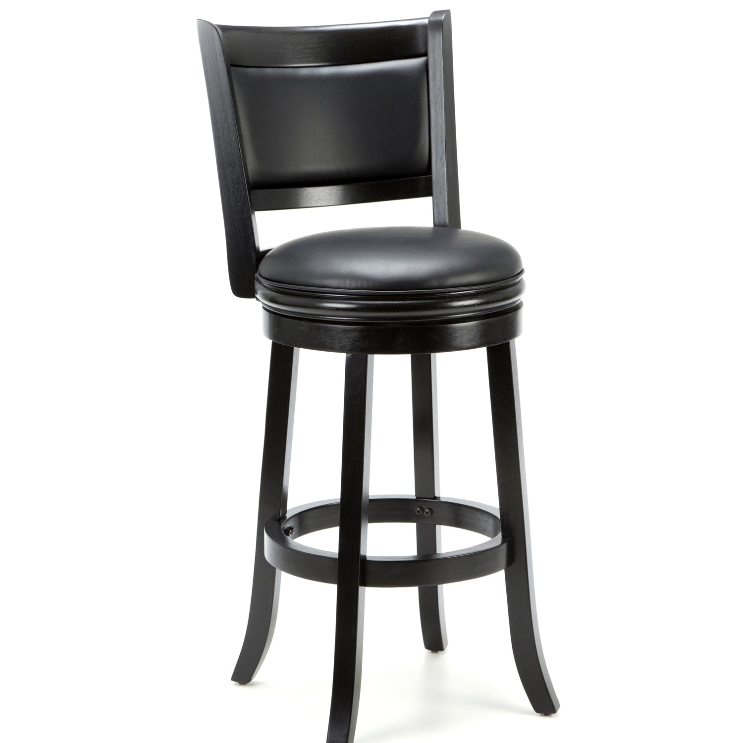 Black 29-inch Swivel Seat Barstool with Faux Leather Cushion Seat-3