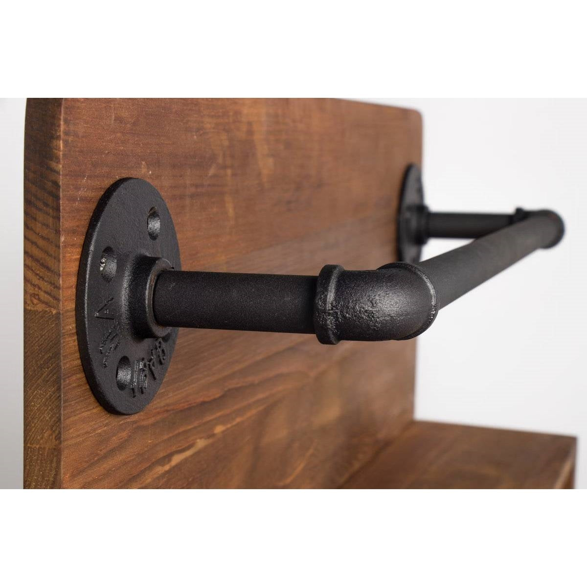 4 Bottle Rustic Farmhouse Wall Mounted Wine Rack with Glass Holder-2