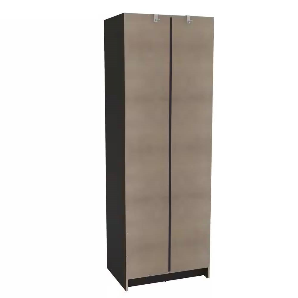 Black 2-Door Bedroom Armoire Wardrobe Cabinet with Hanging Rod and 2-Drawers-4