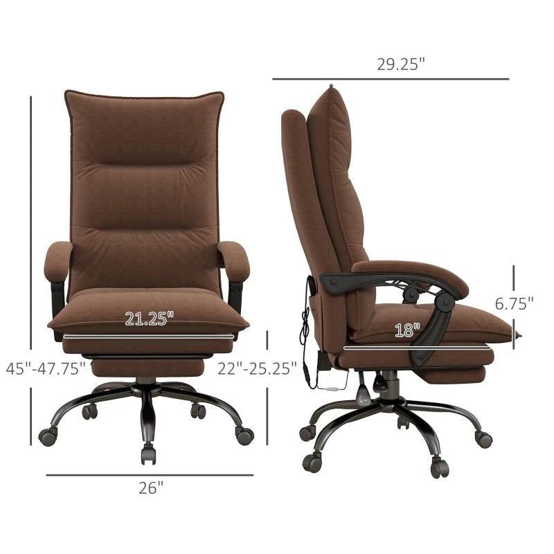 Double Padded Executive Massage Heated Office Chair Brown-4