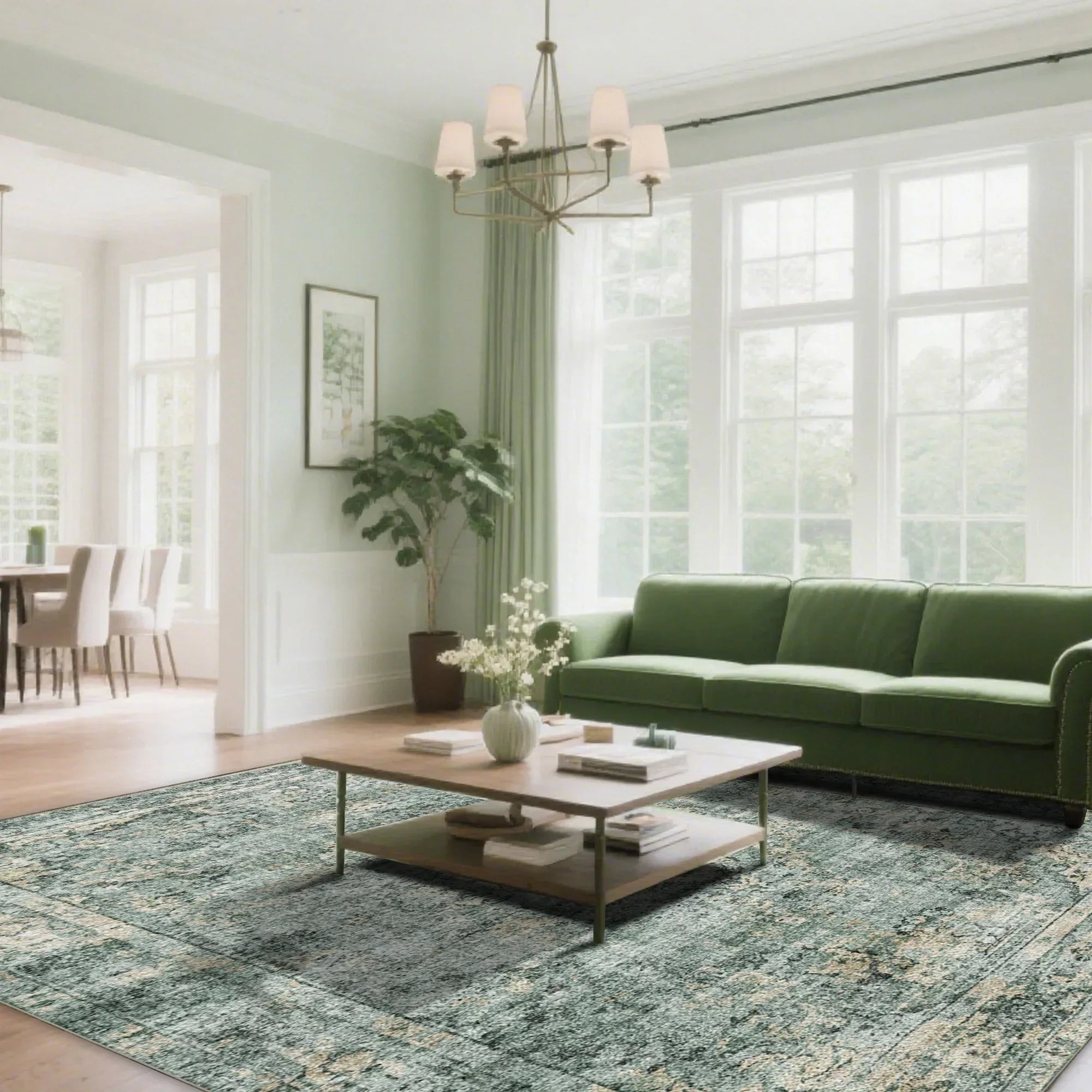 7ft x 5ft Vintage Indoor Non-Slip Washable Large  Area Rugs for Bedroom Living Room