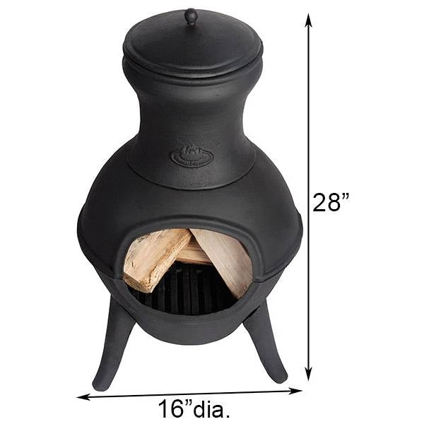 Small Black Outdoor Cast Iron Chimenea Wood Burning  Fire Pit-2