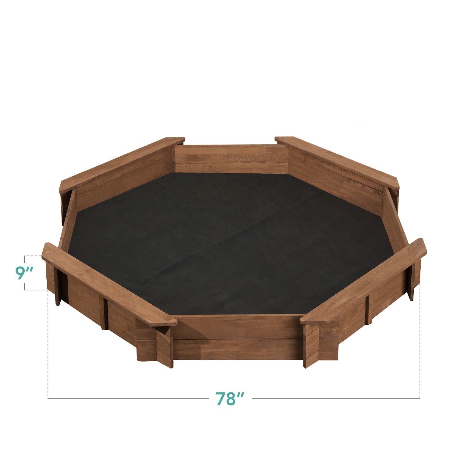 Kid's Octagonal Sandbox in Walnut Wood Finish