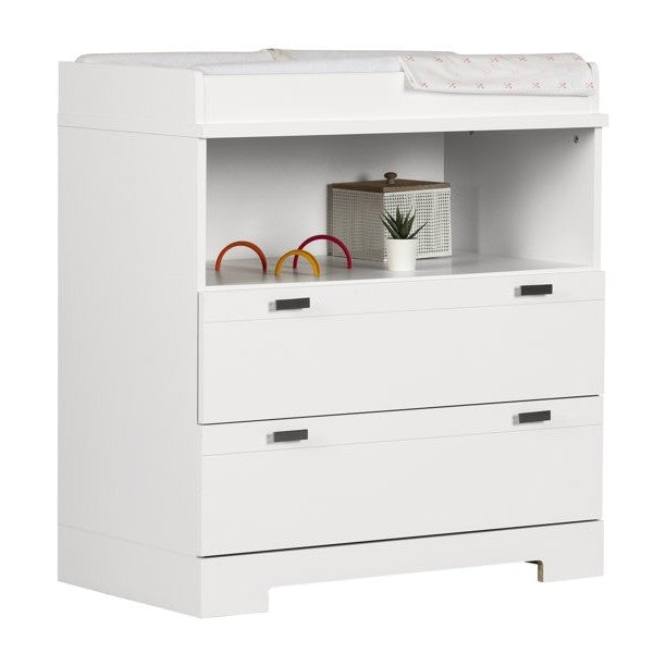 Modern Nursery 2 Drawer Storage Baby Changing Table in White-1