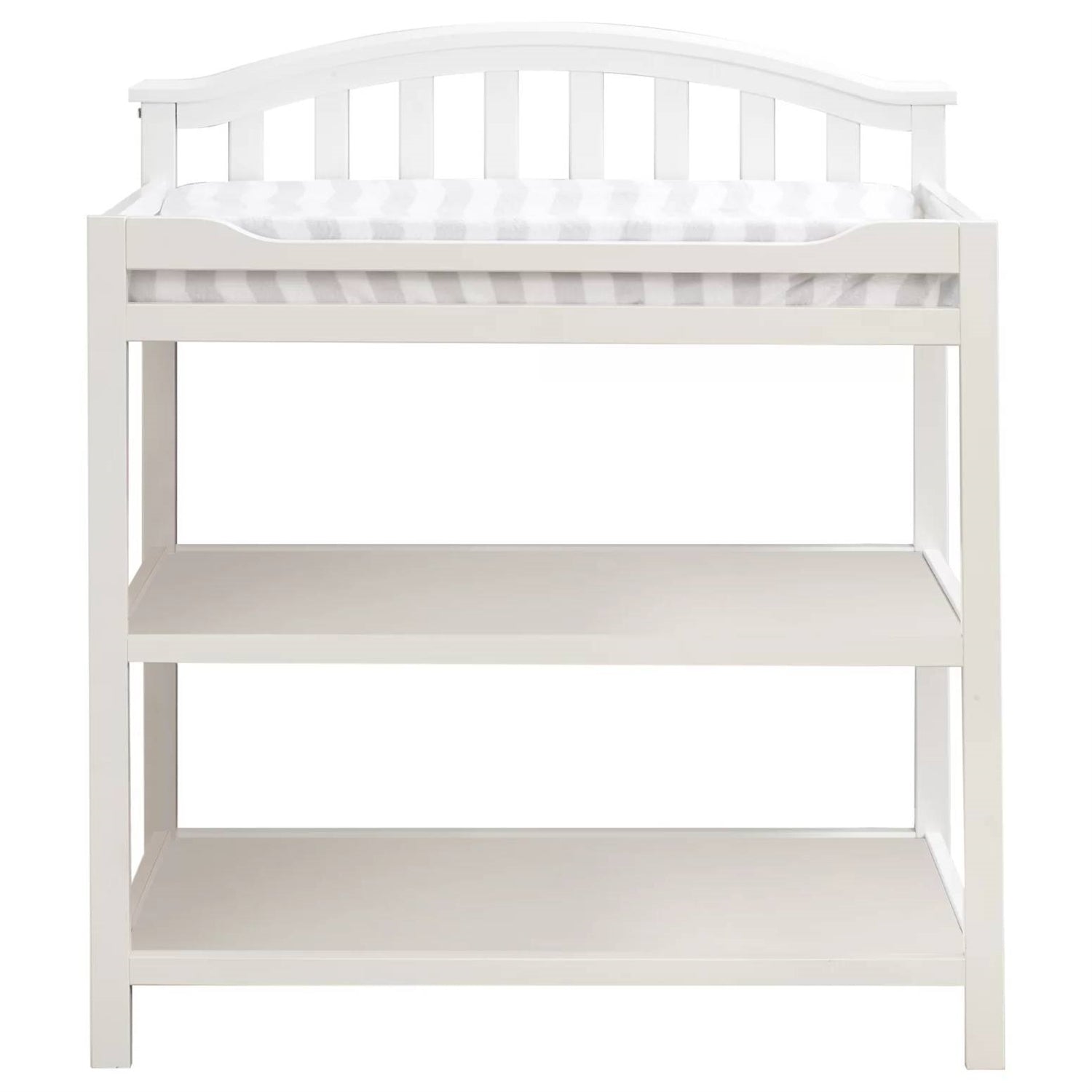 SF Home Baby Toddler Changing Table in White Wood Finish with Changing Pad-0