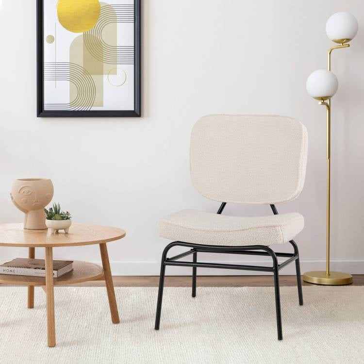 Modern Beige Upholstered Ergonomic Padded Accent Chair-1