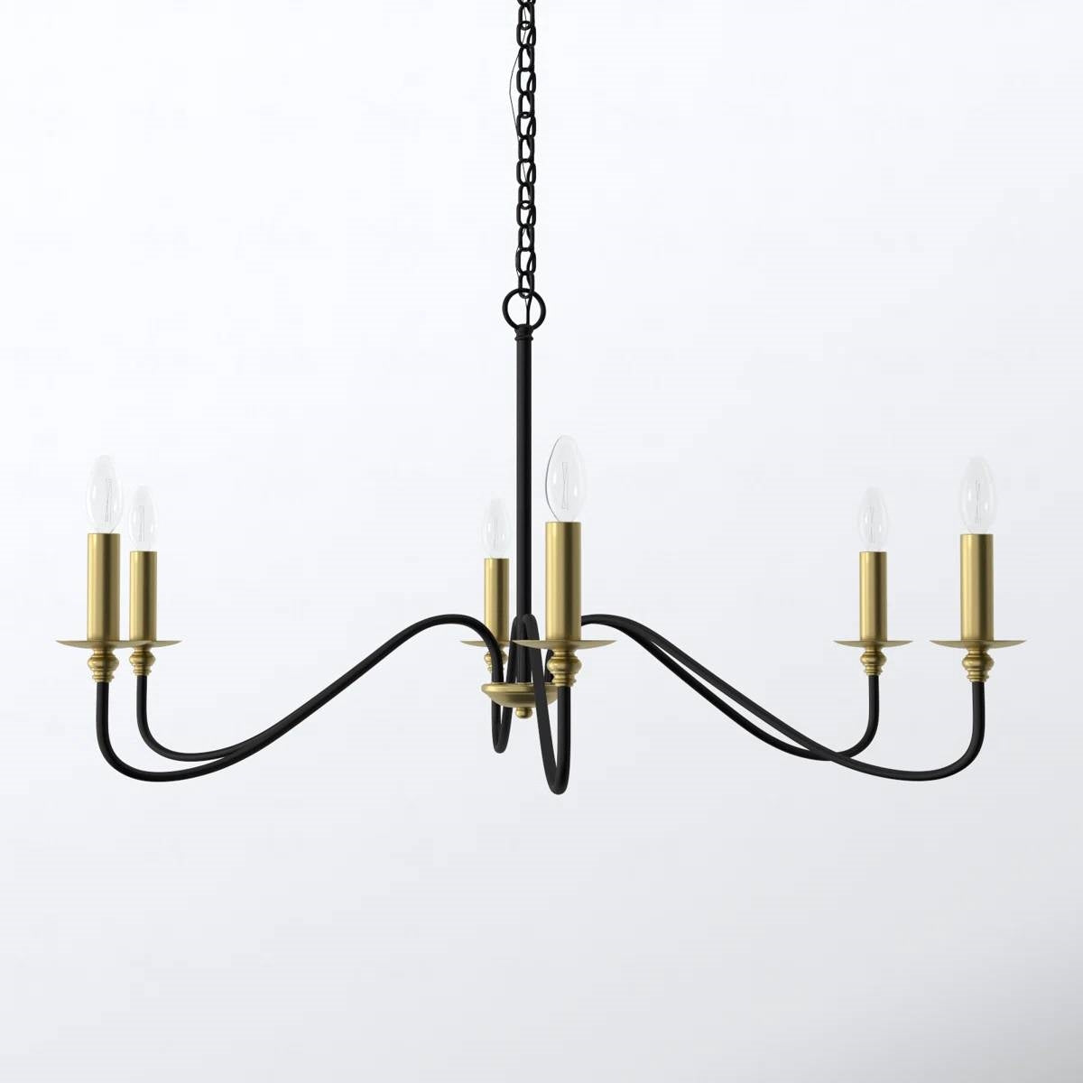 30-inch Traditional Dimmable 6-Light Chandelier in Black/Brass Finish-0
