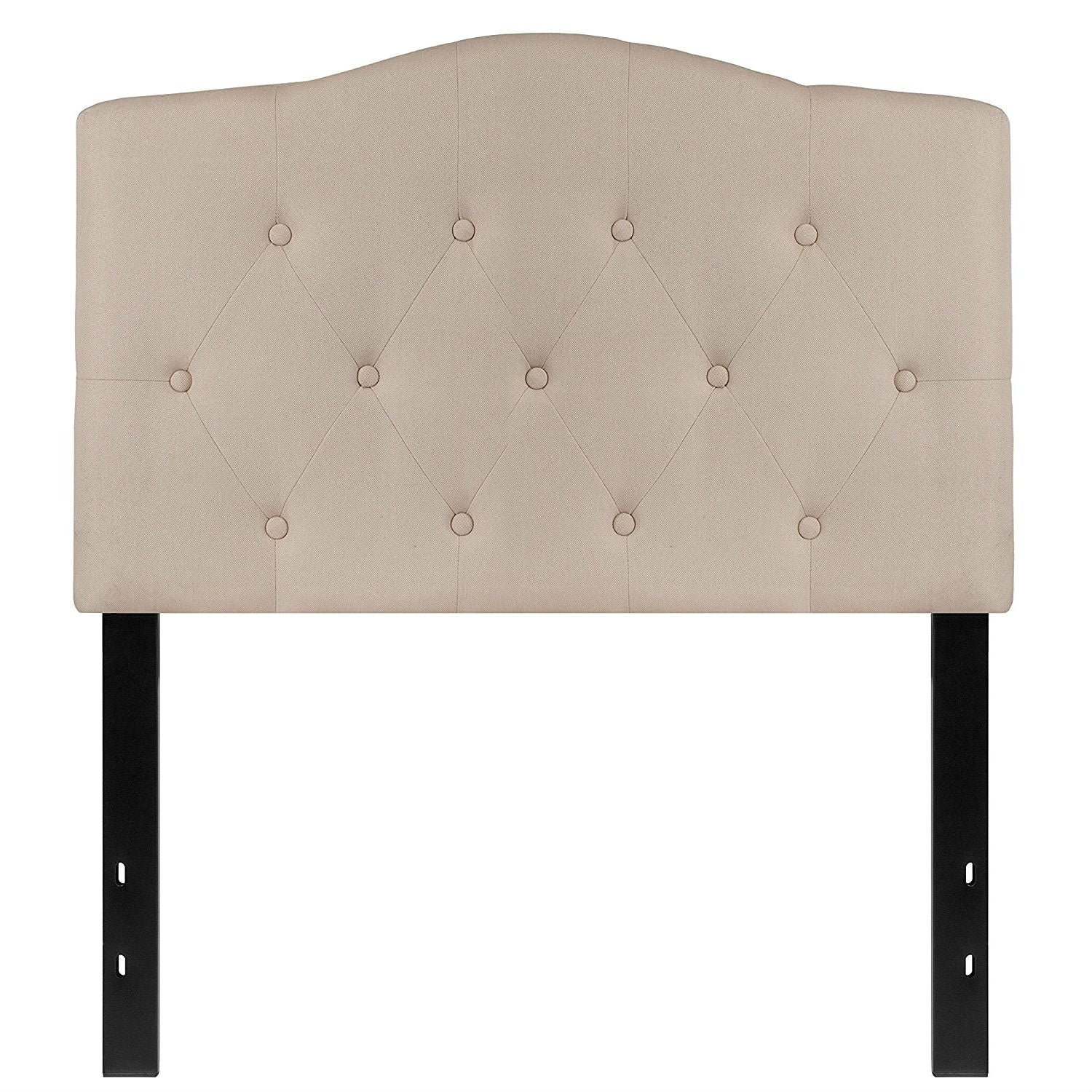 Twin size Beige Fabric Upholstered Button Tufted Headboard-0