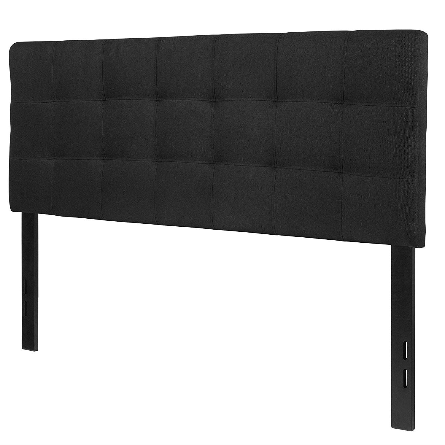 Full size Modern Box-Stitch Black Fabric Upholstered Headboard-0