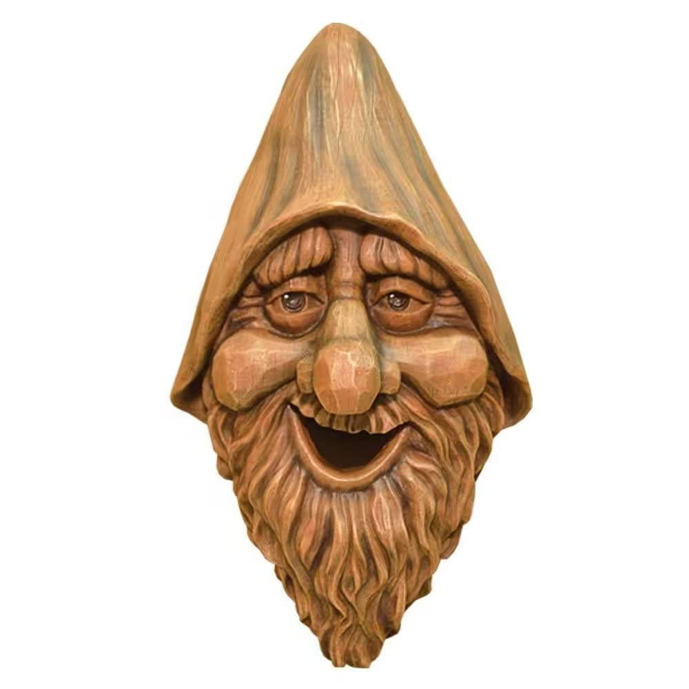 Outdoor Cast Resin Tree Face Birdhouse in Wood Finish-0