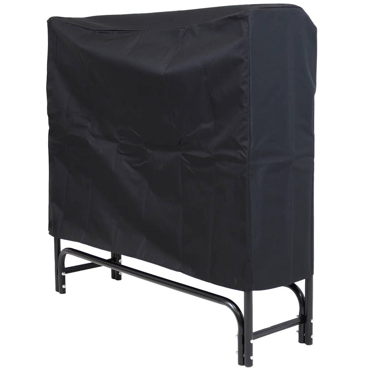 4-Ft Indoor Outdoor Black Metal Firewood Holder Log Rack with Cover-4