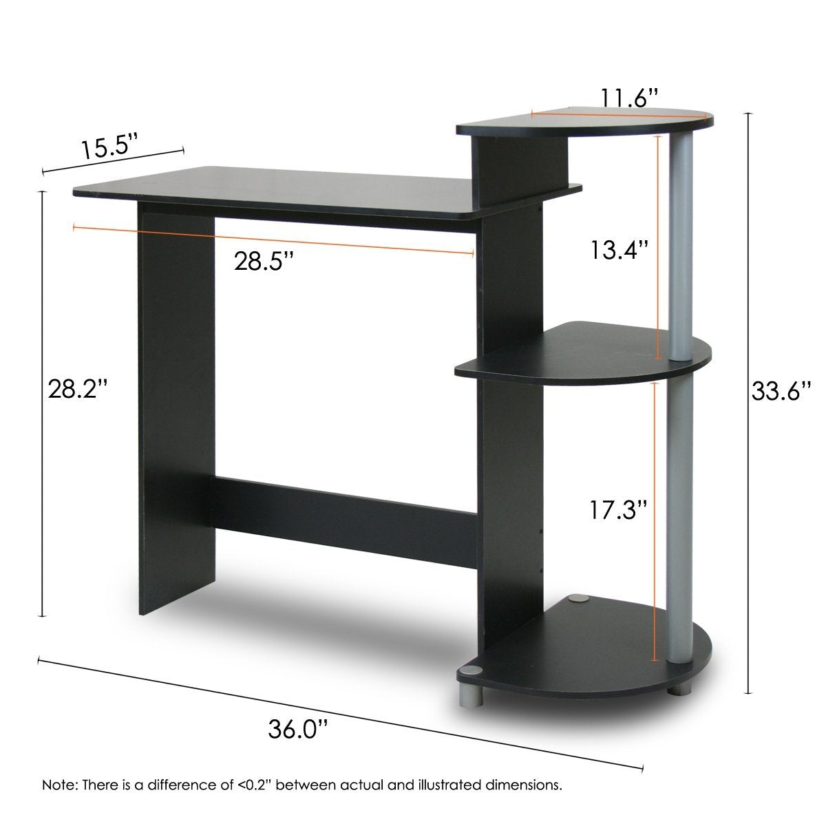 Contemporary Computer Desk in Black and Grey Finish-1